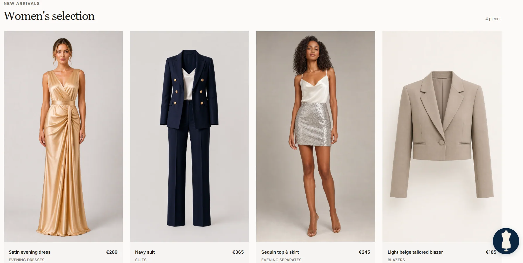 A shopper selecting a garment and adding a photo in the AhaDrobe widget